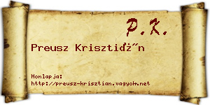 Preusz Krisztián névjegykártya